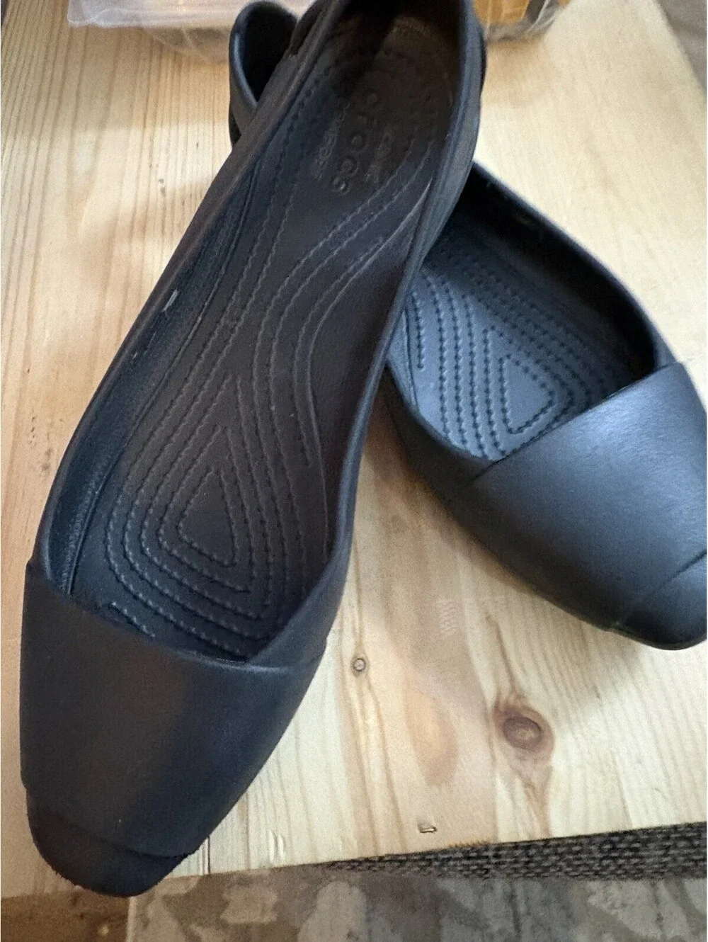 Crocs Sienna Ballet Flat Shoes Womens w7Black Comfort Slip On Loafer Lightweight